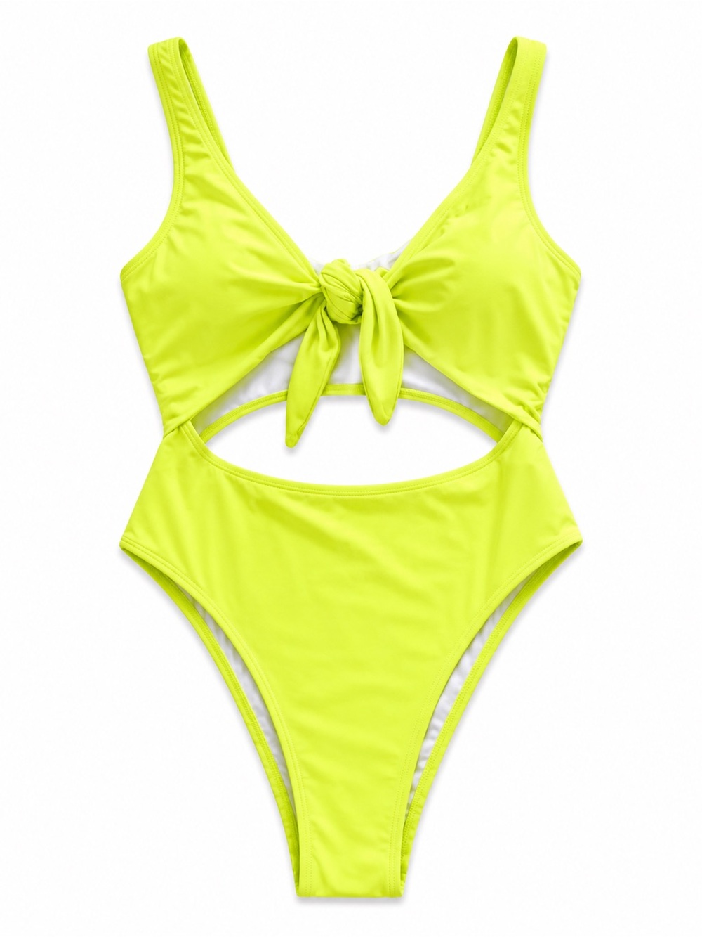 Mono B Neon Yellow Tie-Front One-Piece Swimsuit